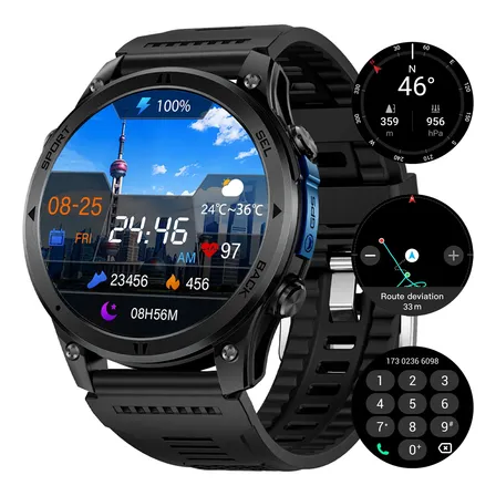 RELOJ INTELIGENTE GPS LLAMADAS BLUETOOTH 530 MAH NEGRO SILICONE
