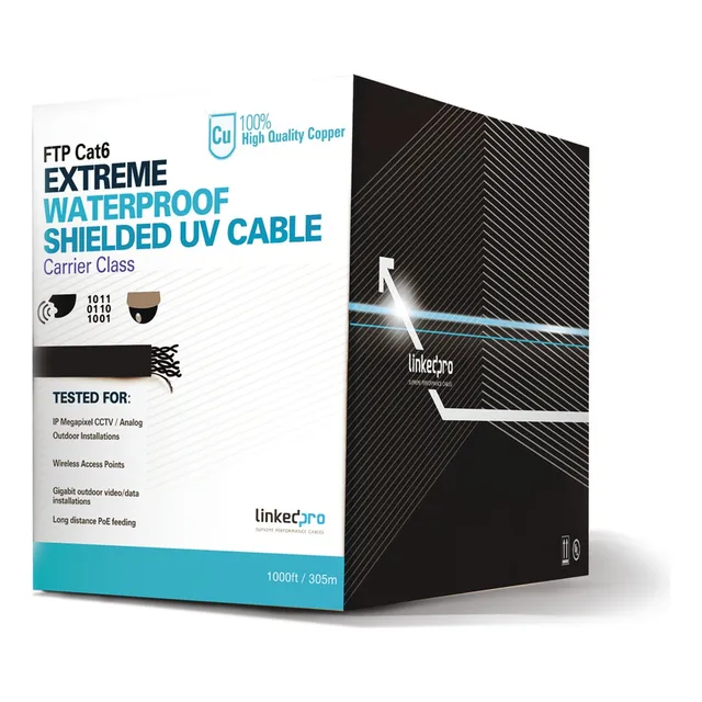 Cable Utp Cat6+ 23 Awg Negro 305mts Exterior, Pro-cat-6-ext