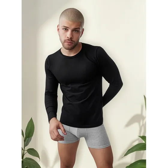 Camiseta Manga Larga Hombre Algodón Lycra Termica Bluo 28011