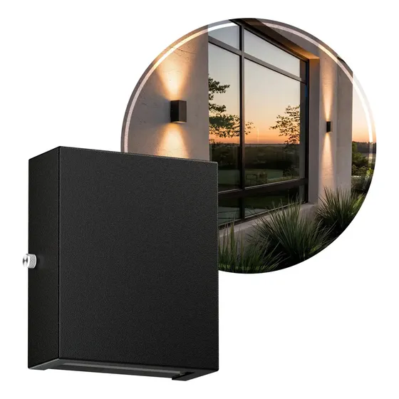Arandela Slim Externa 2 Focos Em Alumínio Luminária De Parede Cor Preto G9 Mf1433 Mega Forte Iluminação