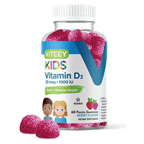 [60 Cuenta] Vitamina D3 Gummies 25mcg 1000 Ui 857to