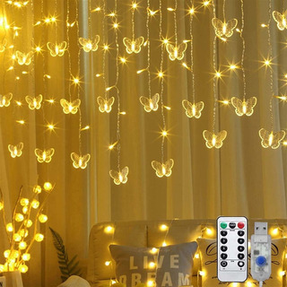 Cortina De Mariposas Con Luces Usb, 8 Modos, 120 Luces Led Cortina De Mariposas Con Luces Usb, 8 Modos, 120 Luces Led