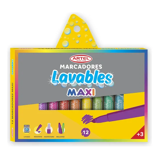 Estuche 12 Marcadores Maxi Lavables Artel