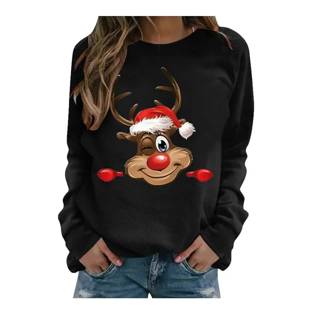 Sudadera Navideña Tops Cuello Redondo Larga Para Dama