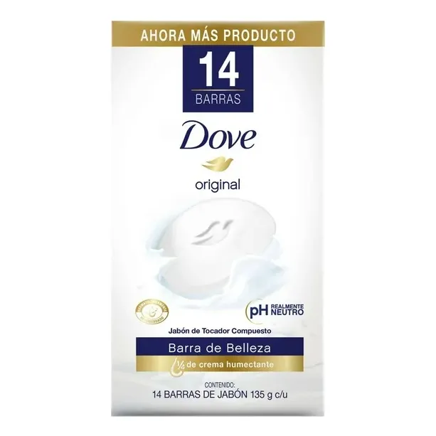 Barras De Jabon Dove Original pH Neutro Pack Con 14 Piezas De 135 Gr C/u