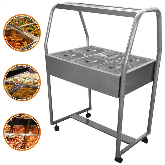 Carrinho Buffet Quente Balcão Térmico 6 Cubas Gastronômicas