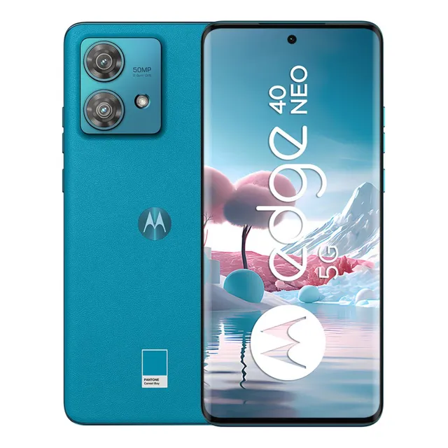 Smartphone Motorola Edge 40 Neo 5G 256GB 8 RAM 50MP Ultra-Pixel AI Camera IP68 NFC - Caneel Bay - Vegan