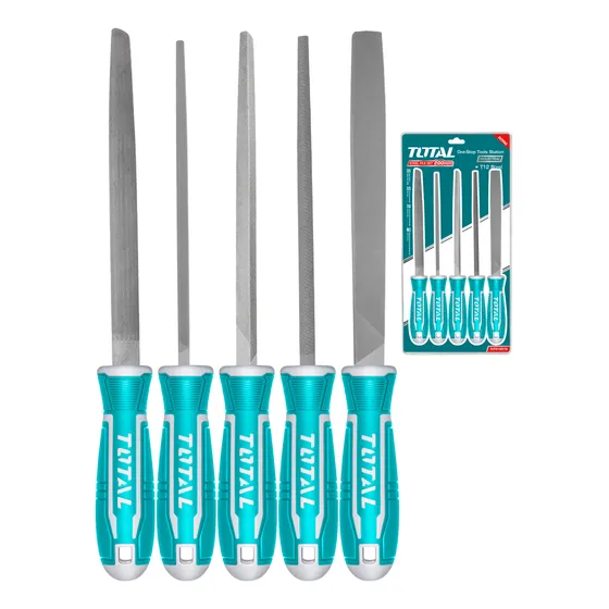 Set De 5 Limas Manuales Finas Total 20 Cm Mango Goma