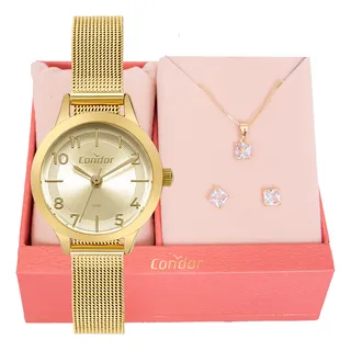 RelĂłgio Feminino Condor Dourado Pequeno FĂĄcil Ajuste + Kit RelĂłgio Feminino Condor Dourado Pequeno FĂĄcil Ajuste + Kit