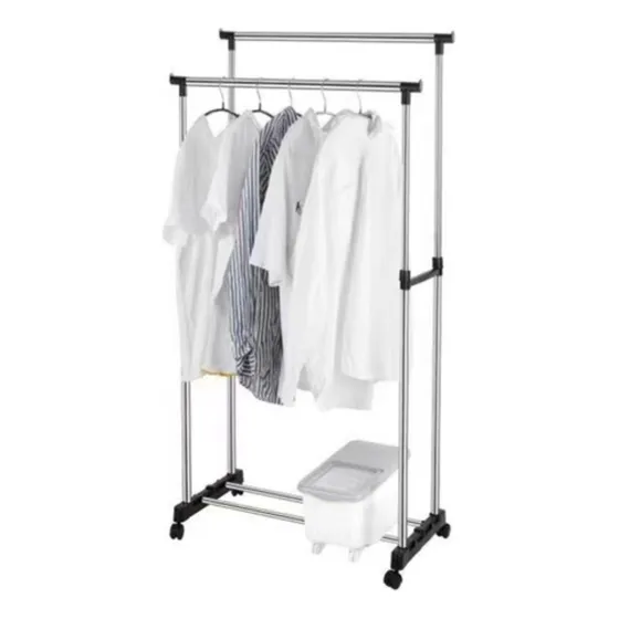 Perchero Rack Doble Tubo Ajustable Metal Con Ruedas