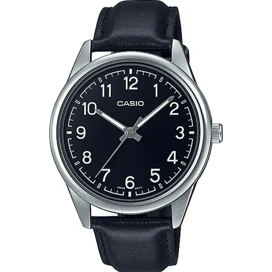 Reloj Casio Quartz Mtp-v005l-1b4 Hombre Piel Negro
