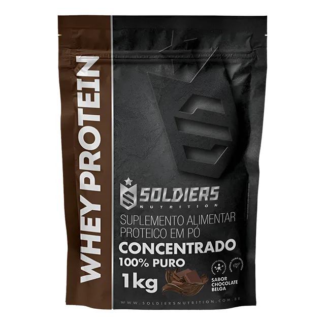Whey Protein Concentrado 1kg Sabor Chocolate Belga Soldiers Nutrition Rico Em Proteína Treino