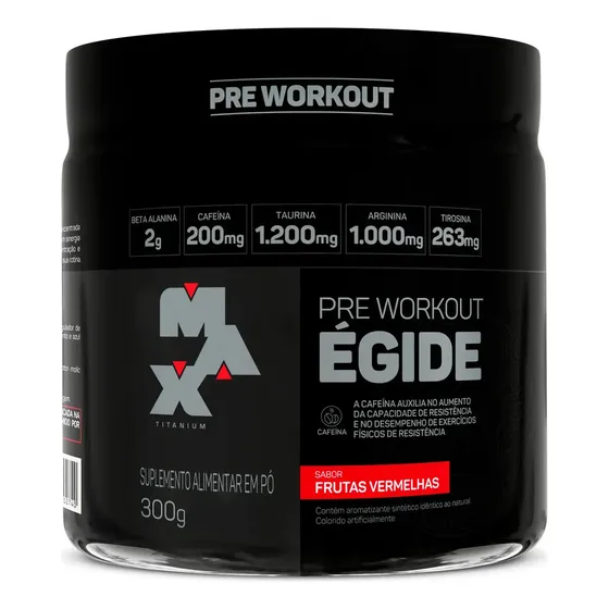 Pre treino Égide 300g Max Titanium Sabor Frutas vermelhas Suplemento Alimentar em Pó