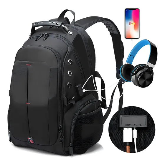 Mochila Bange Usb 1905 Viaje Porta Laptop Impermeable Color Negra Diseño De La Tela Lisa | Cuotas sin interés