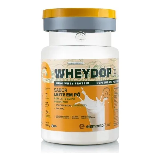 Suplemento em Pó Wheydop X ElementoPuro Whey Protein Concentrado e Isolado Pote 900g Sabor Leite em Pó Unidade