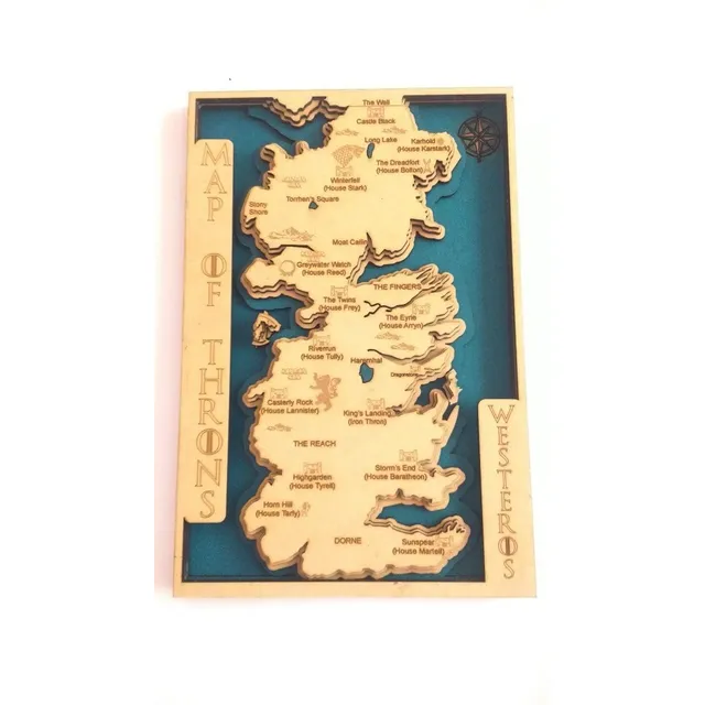 Mapa Westeros /corte Láser/ Decoración /3d /juego De Tronos