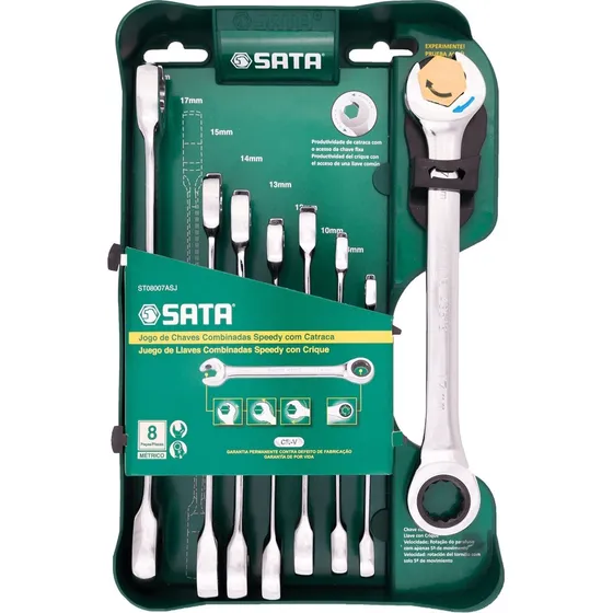 Jogo Chave Combinada Catraca Speedy 8 Peças Sata By Belzer