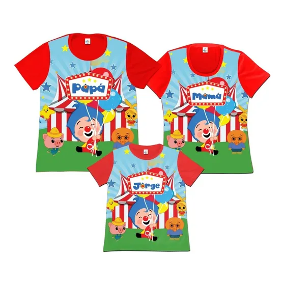Franela Set 3 Familia Papa Mama Hijo  Payaso Plim Plim