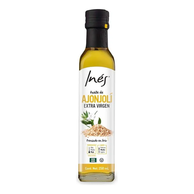 Aceite Inés De Ajonjolí Extra Virgen 250ml Cocina Omega 6 Vitamina E Antioxidante Organico Omega 9