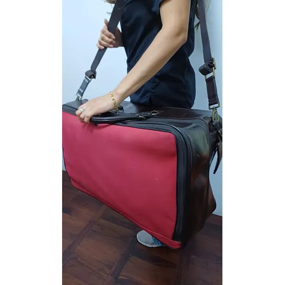 7k Maletin Viaje Grande Hartman Cuero Lona Listo Para Usa Rojo Lisa