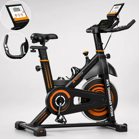 Bicicleta Ergométrica Spinning 10kg Com Monitor Profissional Preto