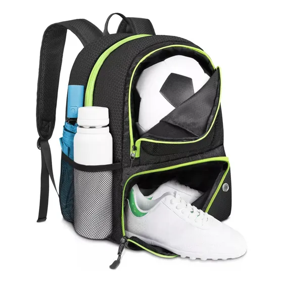 Mochila Deportiva Con Compartimiento Para Zapatos Mochila De Fútbol Baloncesto Impermeable Color Negro Diseño De La Tela Lisa TCLOUDA