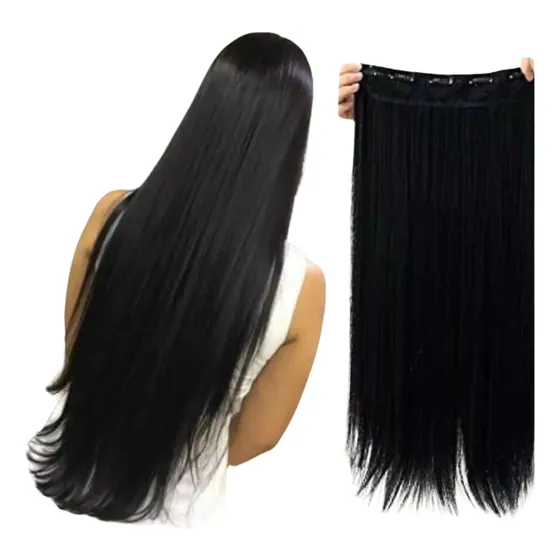 Extensiónes De Cabello Negro Seminatural 5clip Promo