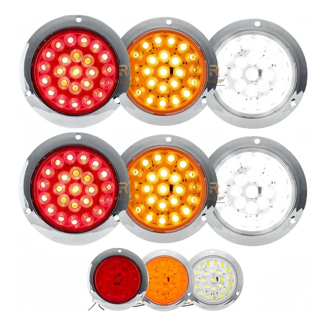 2 Plafón Redondo Focos Stop Camion Cuarto 24 Led Aro Estrobo