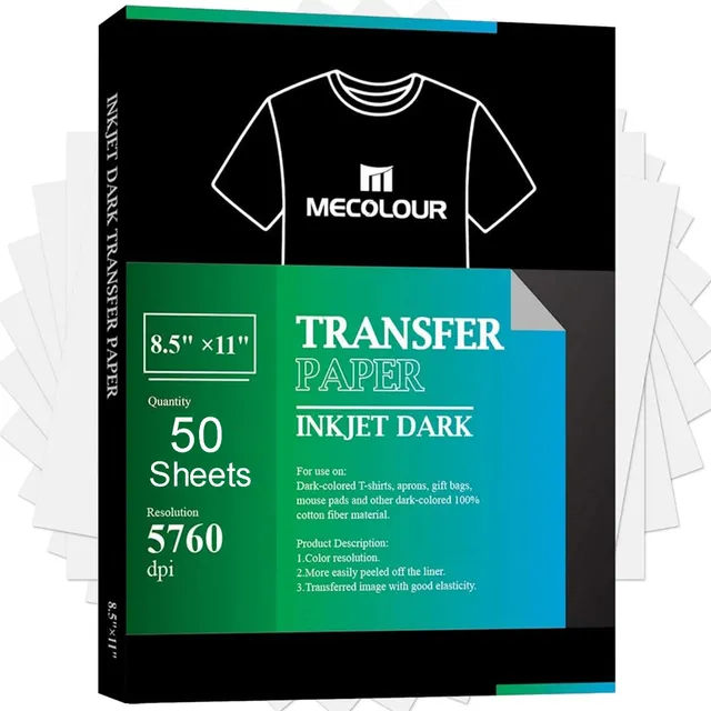 Papel Transfer Telas Oscuro Carta 50 Hojas Mecolour Papel Blanco