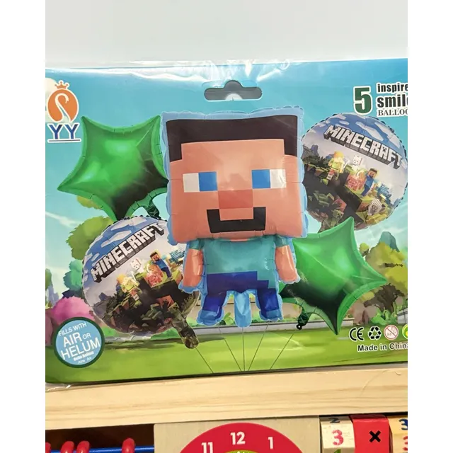 Set De 5 Globos Para Fiesta O Decoración Minecraft Caracas