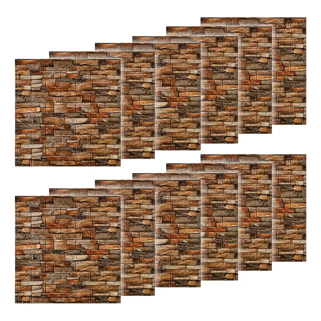Set 12 Revestimiento 70x77 3d Piedra Adhesivo Pared - El Rey