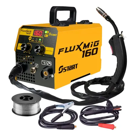 Máquina Inversora De Solda Multiprocessos 160a Digital 3 Em 1 Mig Tig Lift Mma Sem Gás Fluxmig 160 Start Amarelo 220v