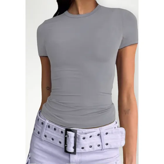 Playeras Para Mujer Básica Ajustado Crop Top Blusas Lisa