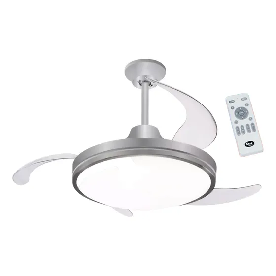 Ventilador De Techo Star Trak Stvt43-led Con 4 Palas De Acrílico Color Transparente Estructura Color Plateado, 1.06m De Diámetro