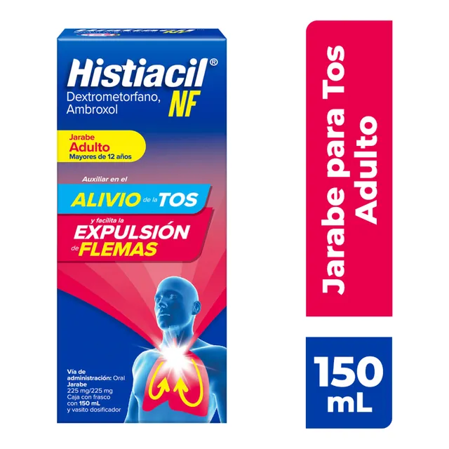 Histiacil NF Jarabe para la Tos Adultos 150 ml. Fórmula con Alivio Rápido y Efectivo desde el Primer Día. Tu Aliado Nocturno contra la Tos