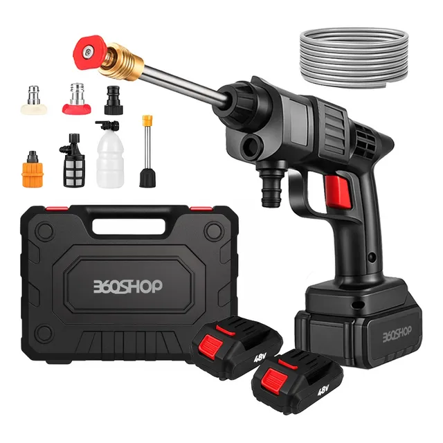 Lavadora Lava Jato Portátil De Alta Pressão Com 2 Baterias Preto 127/220v 50hz/60hz