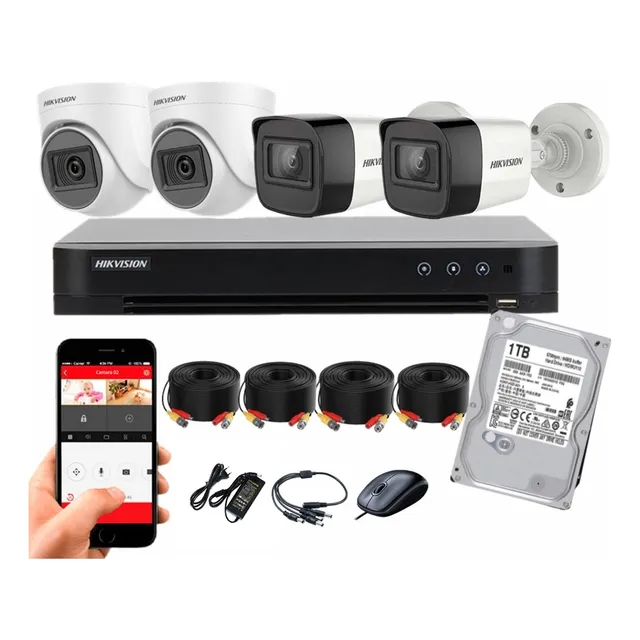 Cctv Kit Hikvision Dvr + 4 Cam 1080p 2mp Con Disco Duro 1tb