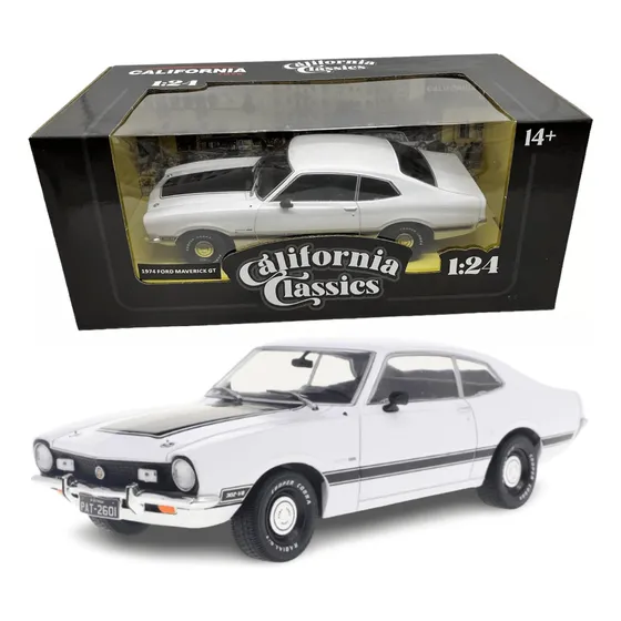 Ford Maverick Gt 1974 Miniatura Metal California classic Cor Branco