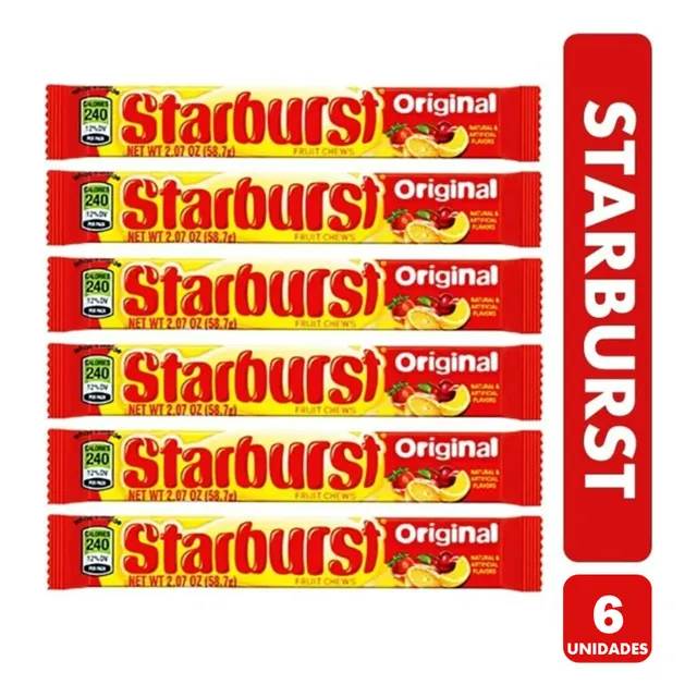 Starburst Caramelos Masticables, Sabor A Frutas(pack Con 6u)