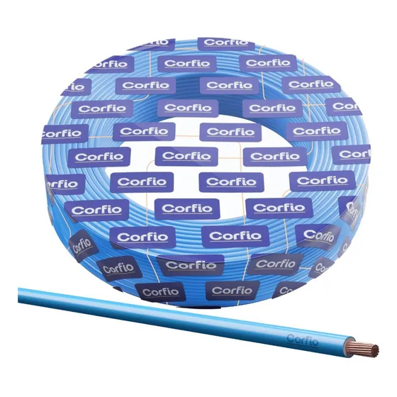 Cabo Fio Elétrico Flexível Azul 6mm Rolo 100m Corfio