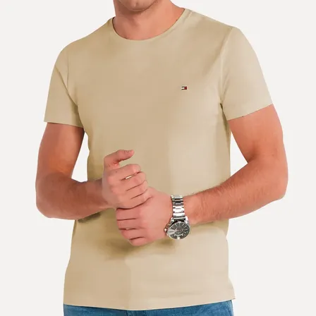 Camiseta Tommy Hilfiger  Essential Cotton Cáqui Claro