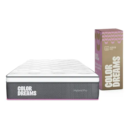 Colchón Individual Color Dreams Pro Hybrid 28 Cm | Híbrido Pocket Coil + Memory Foam Con Eurotop | Firmeza Media | Hipoalergénico Y Antiácaros | 100×190 Cm | Colchones En Caja Blanco