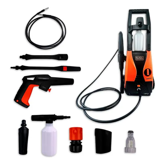 Hidrolavadora Alta Presión De 1512 Psi 1400w Mango Largo Naranja/Negro Black & Decker Pw1450tdl-b2c