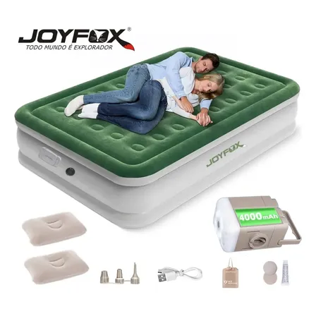 Colchão Inflável Queen Com Bomba Inflável Removível Dois Travesseiros Infláveis E Bolsa De Armazenamento 203*152*40cm Joyfox Verde