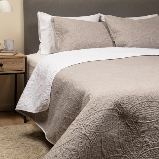 Casatua REVERSIBLE QUILT 240 Cubrecama Quilt Reversible funda Almohada 2 Plazas 240x230 Color Gris