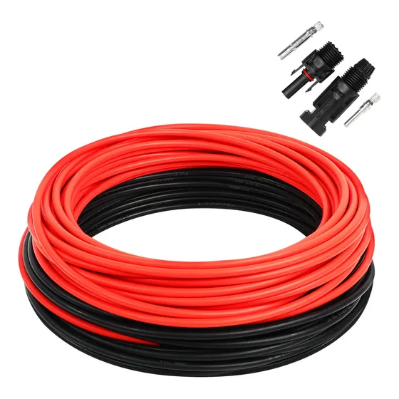 Cable Panel Solar Beendou: Rojo 60 Pie Negro 10 Awg Conector