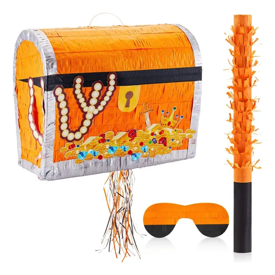 Cesta De Tesoro Pirata 33,8 Cm Con Máscara Para Juegos Infan