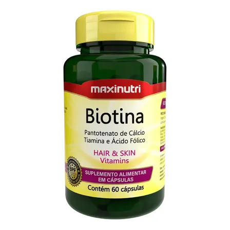 Biotina Cabelo Unhas E Vitaminas + Acido Fólico 60 Capsulas Maxinutri