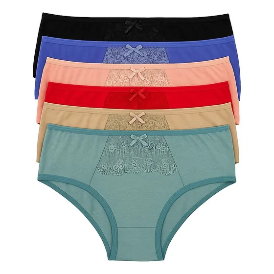 Kit 6 Calcinhas Femininas Algodão Cintura Alta Conforto