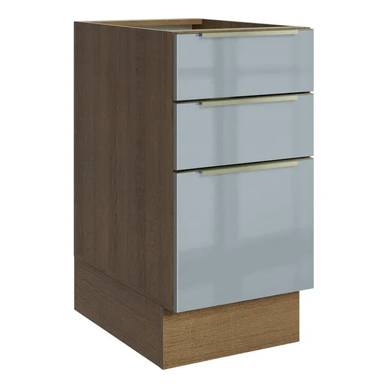 Gabinete Bajo Cocina Madesa Lux Sin Encimera Mg Color Rústico/Gris